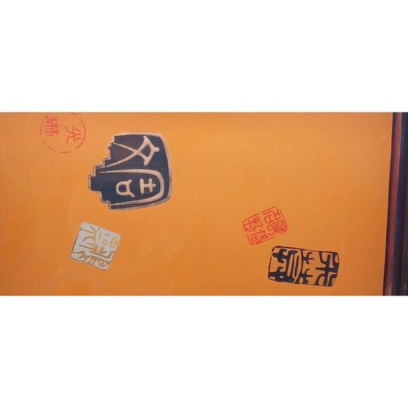 Japanese Lacquerware Urushi Lacquer Embossed Gold Accents Tea Tray w Makers Mark - Picture 12 of 16